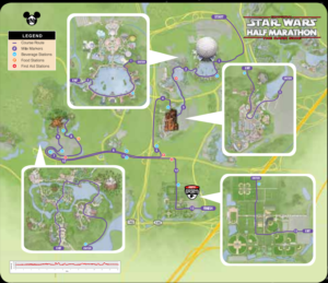 Star Wars Dark Side Half Marathon 13.1 Course Map